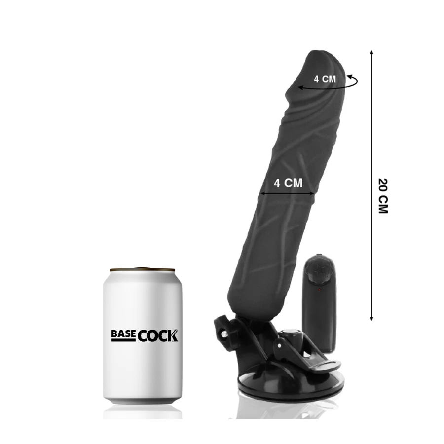 BASECOCK - VIBRATORE REALISTICO TELECOMANDO NERO 20 CM -O- 4 CM